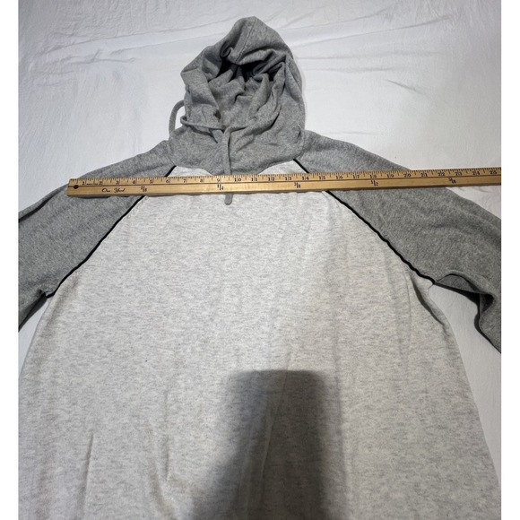 Express Men's Hoodie Large Gray Two Tone Raglan Lightweight 100% Cotton Casual - Picture 6 of 12